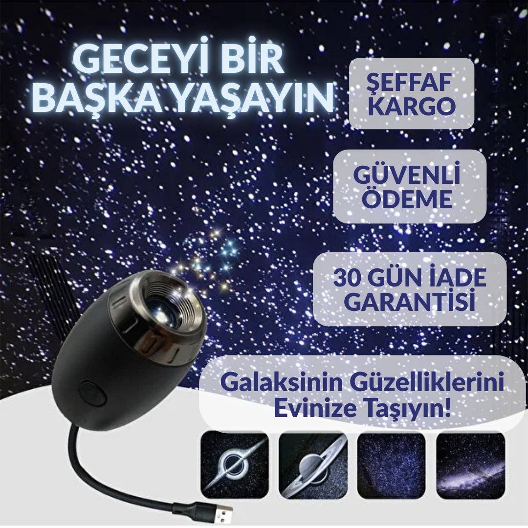 GalaksiProjektör | USB Yıldız Gökyüzü Projektörü